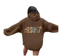 Women's Jesus Jesus Saved My Life Hoodies Comfort Trendy Christian Loose Fit Pullover Tops Trust In The Lord Vintage Y2K with Hood Casual Graphic Sweatshirts Goth I Love Jesus God Brown