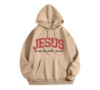 Women's Jesus Jesus The Way The Truth and The Life Hoodies Comfort Beach Christian Western Hooded Tops Religious Cute with Hood Casual Summer Graphic Clothes Fall Aesthetic God Faith Khaki