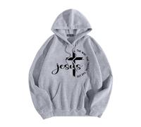 Womens Jesus Jesus The Way The Truth and The Life Hoodies Trendy Christian Western with Hood Clothes God Fall Casual Graphic Letter Outfits Workou Anime Religious Faith Cartoon Y2K Light Gray