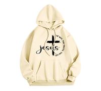 Womens Jesus Jesus The Way The Truth and The Life Hoodies Trendy Christian Western with Hood Clothes God Fall Casual Graphic Letter Outfits Workou Anime Religious Faith Cartoon Y2K Light Yellow