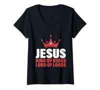 Womens Jesus King of Kings Lord of Lords Revelation 19 16 V-Neck T-Shirt