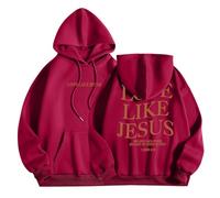 Women's Jesus Love Like Jesus Hoodies Cute with Hood Christian Lightweight Hooded Outfits Pray The Lord Workou Graphic Letter Tops Fashion with Designs God Jesus Saves Anime Comfort Wine