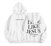 Women's Jesus Love Like Jesus Hoodies Cute with Hood Christian Lightweight Hooded Outfits Pray The Lord Workou Graphic Letter Tops Fashion with Designs God Jesus Saves Anime Comfort White