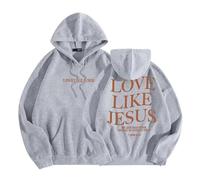 Women's Jesus Love Like Jesus Hoodies Cute with Hood Christian Lightweight Hooded Outfits Pray The Lord Workou Graphic Letter Tops Fashion with Designs God Jesus Saves Anime Comfort Grey