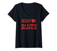 Womens Jesus Loves Sluts V-Neck T-Shirt