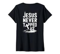 Womens Jesus Never God Says You Bless The Way The Truth ART ON BACK V-Neck T-Shirt