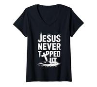 Womens Jesus Never God Says You Blessed The Way The Truth The Life V-Neck T-Shirt