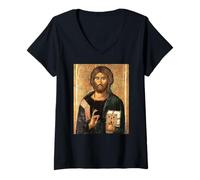 Women's Jesus Orthodox Icon Christ Almighty V-Neck T-Shirt