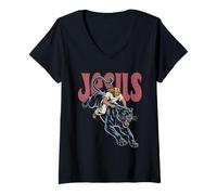 Womens Jesus Panther V-Neck T-Shirt
