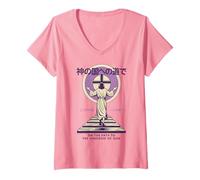 Womens Jesus Path to God's Kingdom Japanese Christian Manga Pink V-Neck T-Shirt
