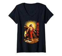 Womens Jesus Resurrection Manga Art Death is Defeated Empty Tomb V-Neck T-Shirt