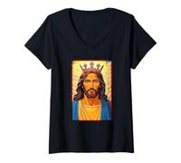 Womens Jesús, Rey de Reyes V-Neck T-Shirt