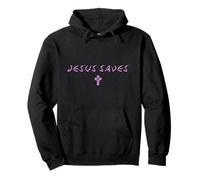 Womens Jesus Saves Cross Subtle Christian Minimal God Faith Pullover Hoodie