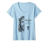 Womens Jesus Sets Captives Free Redemption Hope Christian V-Neck T-Shirt