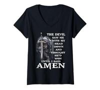 Womens Jesus The Devil Saw Me With My Head Down V-Neck T-Shirt