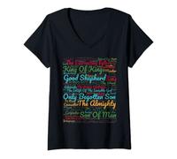 Womens Jesus The Name Above Every Name From Genesis To Revelation V-Neck T-Shirt