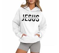 Womens Jesus The Way The Truth and The Life Casual Hoodies Trendy with Hood University Pullover Tops Fashion Christian Letter Graphic Pullover Hoodies 2025 Country College Loose Fit White