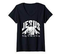 Womens Jesus The Way The Truth and The Life Catholic Bible Verse V-Neck T-Shirt