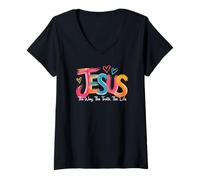 Womens Jesus - The Way, Truth, Life V-Neck T-Shirt