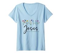 Womens Jesus The Way Truth The Life Christian Bible Verse God Quote V-Neck T-Shirt