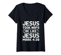 Women's Jesus Took Naps Be Like Jesus V-Neck T-Shirt