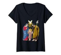 Womens Jesus, Virgin Mary and St Joseph V-Neck T-Shirt