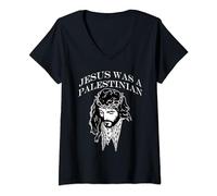 Womens Jesus Was A Palestinian Keffiyeh Christian Solidarity V-Neck T-Shirt