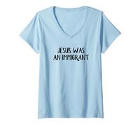 Womens Jesus was an Immigrant V-Neck T-Shirt