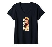Womens Jesus Watching Peeking Not Cool Christian Humor Funny Meme V-Neck T-Shirt