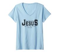 Women's Jesus Way Truth Life John 14:6 Christian Gift V-Neck T-Shirt