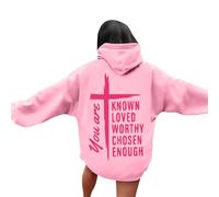 Women's Jesus You Are Known Loved Worthy Chosen Enough Hoodies Fall Crewneck Christian Trendy with Hood Clothes Faith Cartoon Cute Hooded Long Sleeve Graphic Casual Pullover Hoodies Pink