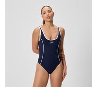 Women's Jetstream Textured Bound Scoop Swimsuit Navy/White - L Peacoat/Bright White L