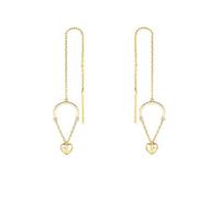 Womens Jewellery Earrings 9K/18K Gold Broken Heart Threader Long Chain with Round Diamond/Moissanite Ear Wire
