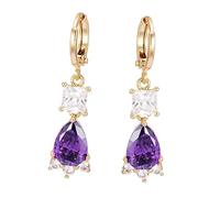 women's jewelry 1 Pair Women' Simple Stylish Multilateral Hanging with White and Purple Zircon Elegant necklace
