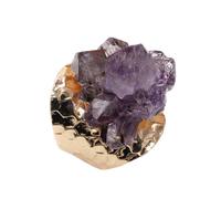 women's jewelry 2 Pcs Amethyst Engagement Band Statement Bridal Finger Chakra Crystal Ring Gothic Rings Jewelry Agate Natural Purple Lovers necklace