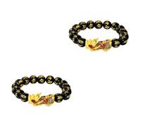 women's jewelry 2pcs Amulet Pi Yao Black Obsidian Wealth Dragon Buddha Bracelets Feng Shui Bracelet Alloy Accessories Boy Friend Male necklace