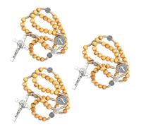 women's jewelry 2pcs Beaded Rose Metal Rosaries Christian Cross Necklaces Locket Rosary Necklace Wood Choker Christan Bead Bamboo Manual Wooden Beads necklace