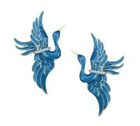 women's jewelry 2pcs Brooch Corsages Keychain Easel Beads Men Cute Wedding Pins Stand Boutonniere Prom Pocket Crane Enamel Unicorn Decor Belt Lapel Silver Pin Social Vintage Breastpin Blue flower