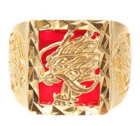 women's jewelry 2pcs Chinese Zodiac Dragon Square Gothic Hip Hop Ring Menu2019s Fashion Jewelry for Festival Goldendoodle Mens Opening Animal Rings Gold Suit Copper Vintage Miss necklace