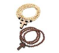 women's jewelry 2pcs Cross Necklace Wooden necklace