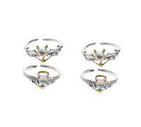 women's jewelry 2sets Moonstone Engagement Bracelet Finger Bracelets Gold Sterling Silver Birthstone Wedding Rings for Women Jewelry Glitter Ring 2pcs*2 necklace