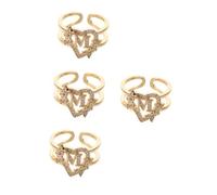 women's jewelry 4pcs Flower Ring Household Hollow Earrings Clothes Rack Vintage Accessories Wine Caps and Stoppers Light Stand Letter Rings Golden Copper necklace