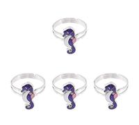 women's jewelry 4pcs Seahorse Changing Kids Hippocampus Ocean Animal Color Change Emotion Finger Ring Vintage Child Jewelry Zinc Alloy necklace