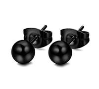 women's jewelry 6MM Black Stainless Steel Ball for Women Ear Studs Elegant necklace