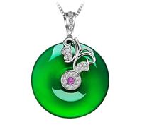 women's jewelry 925 green chalcedony emerald pendant jade necklace gemstone Made in China