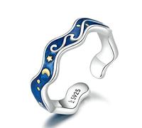 women's jewelry 925 Lover Rings For Couple Blue Starry Of Van Gogh Open Finger Ring Jewelry Accessories necklace
