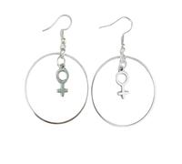 women's jewelry Big Circle Round Hoop Earrings For Women' Punk Hip Hop Feminist Venus Flower Cat Angel Moon Charm Earrings Hooks Fashion Accessories Creative Gift necklace