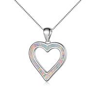 women's jewelry Cute Boho Female Big Heart Pendants Fashion Silver Color White Blue Opal Necklaces For Women Vintage Jewelry necklace
