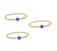 women's jewelry Devil Gold for Women Blue Beaded Bangle Bracelets Evil Eye Good Luck Bracelet Copper Beads necklace