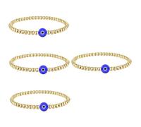 women's jewelry Devil Gold for Women Blue Beaded Bangle Bracelets Evil Eye Good Luck Bracelet Copper Beads necklace